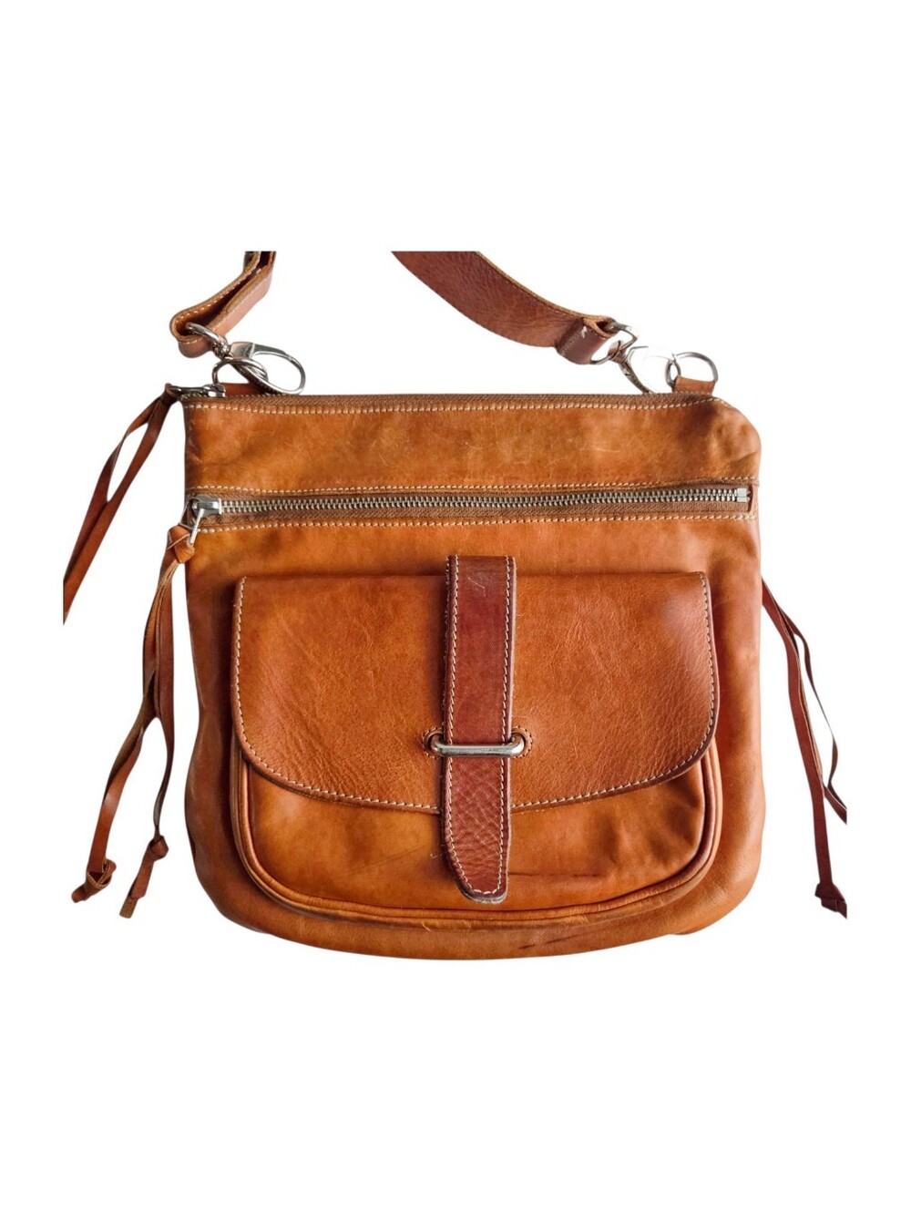 Vintage Roots leather crossbody purse bag cognac tan adjustable strap Y2K Canada
